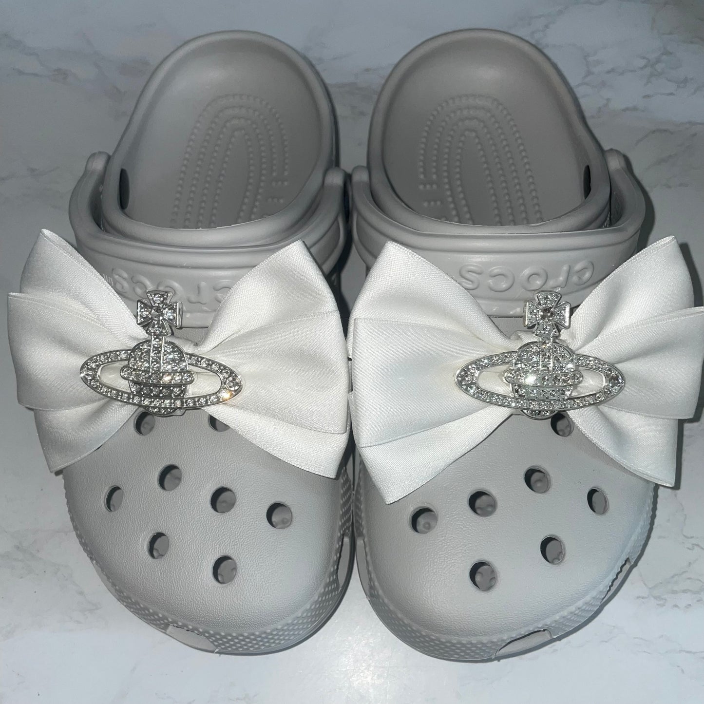 White Diamonte Bows