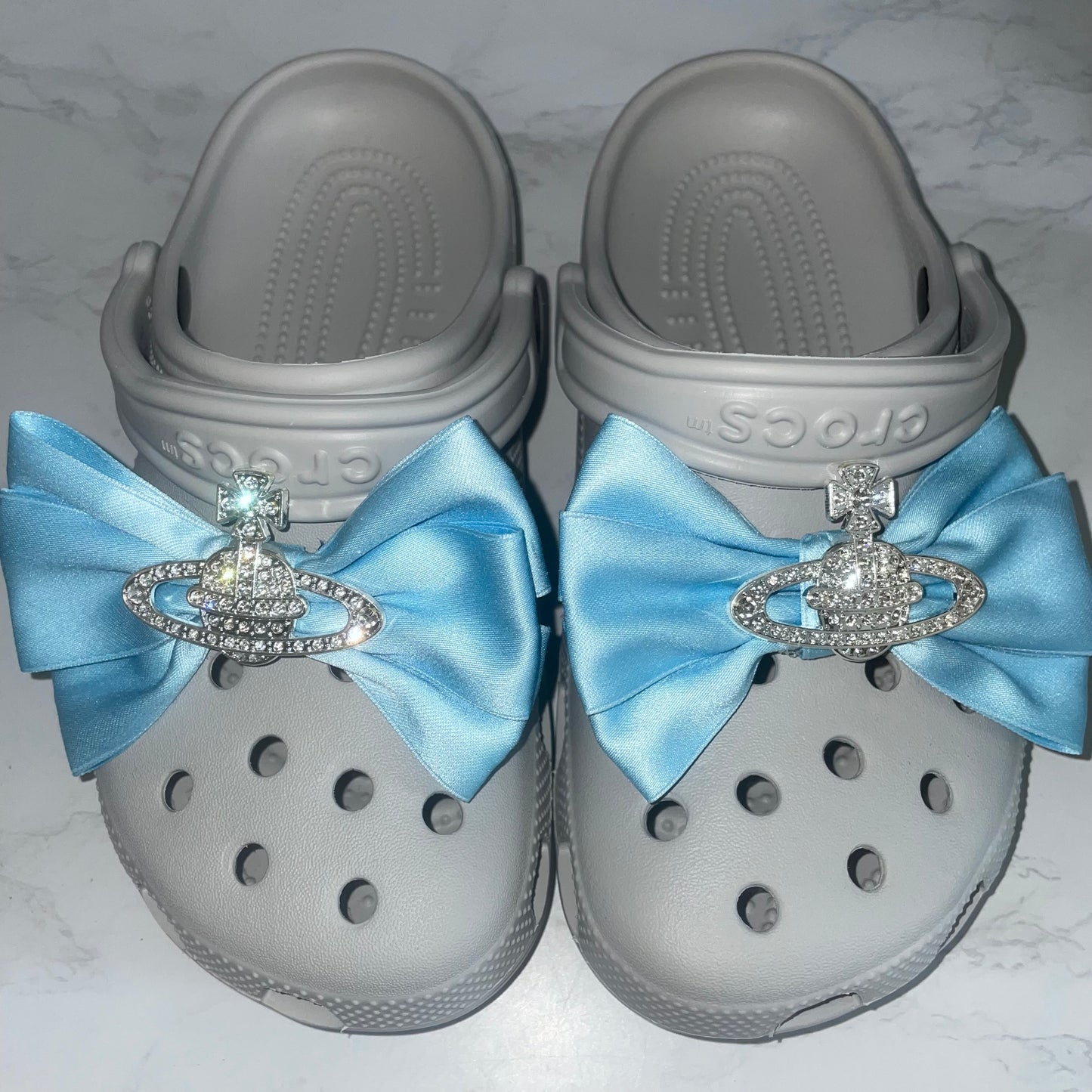 Baby Blue Diamonte Bows