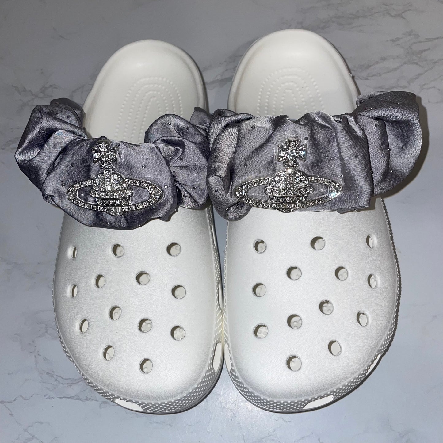 Grey Diamanté Satin Bands