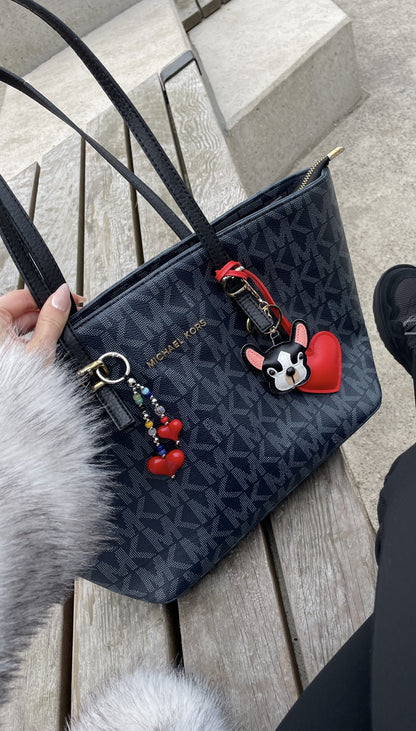 Leather Heart Bag Charm - 4 Colour Options