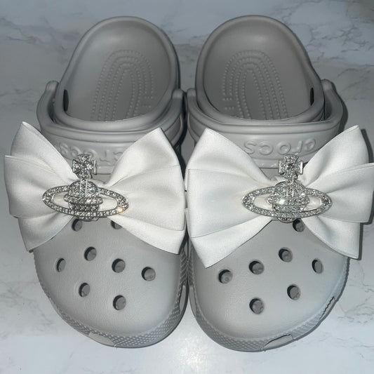 White Diamonte Bows