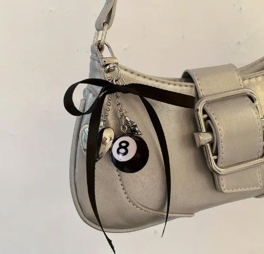 Silver Heart-Shaped Metal Keychain