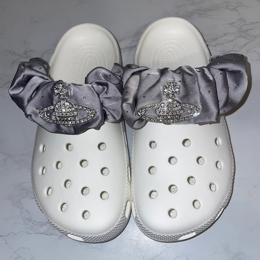 Grey Diamanté Satin Bands