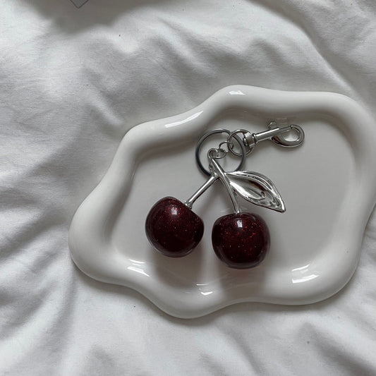 Red/Silver Cherry Bag Charm