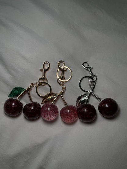 Red/Silver Cherry Bag Charm