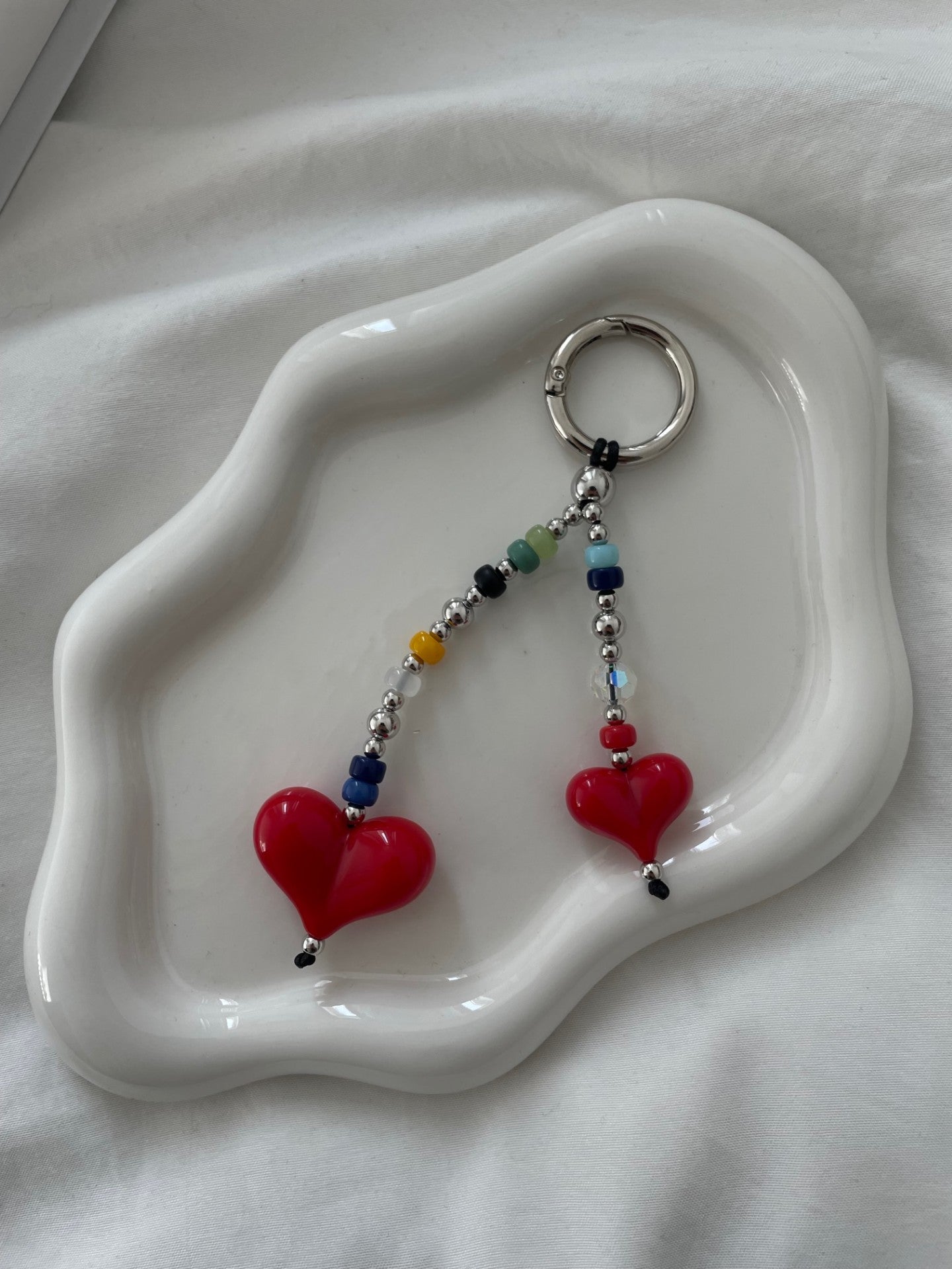 Beaded Heart Bag Charm