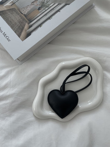 Leather Heart Bag Charm - 4 Colour Options