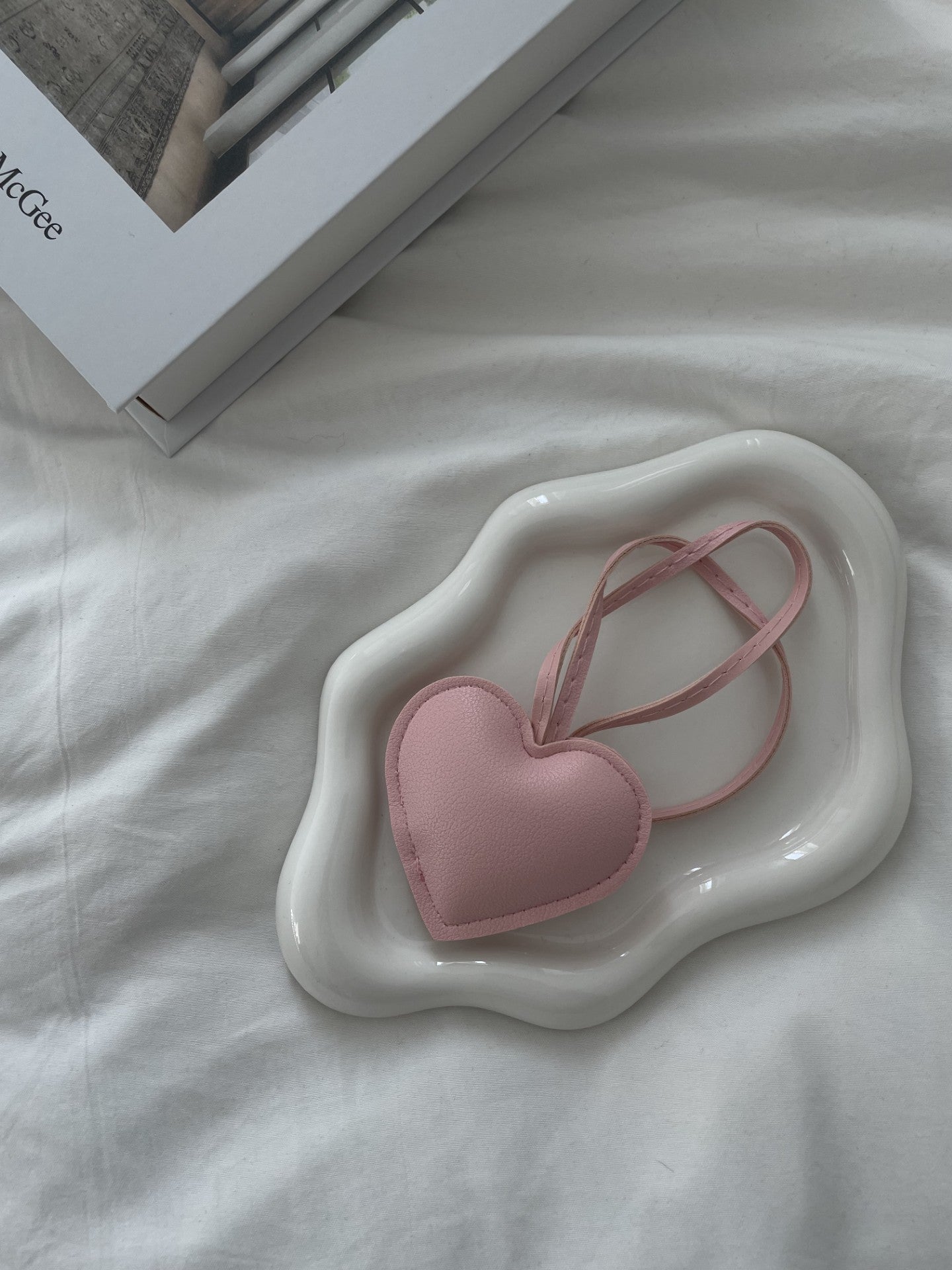 Leather Heart Bag Charm - 4 Colour Options