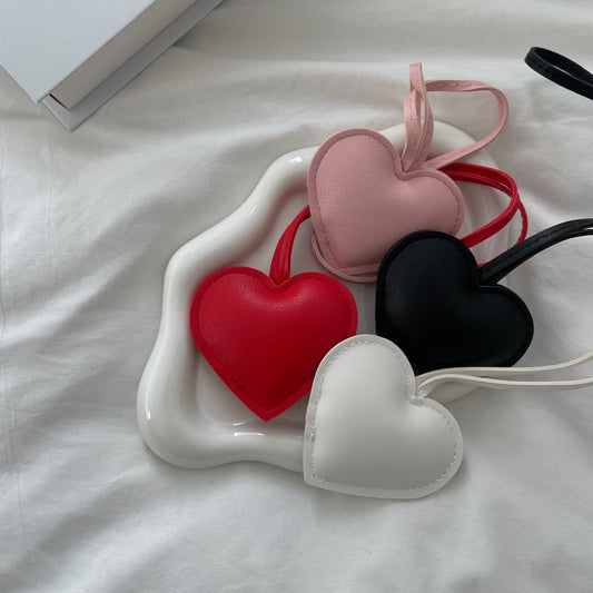 Leather Heart Bag Charm - 4 Colour Options