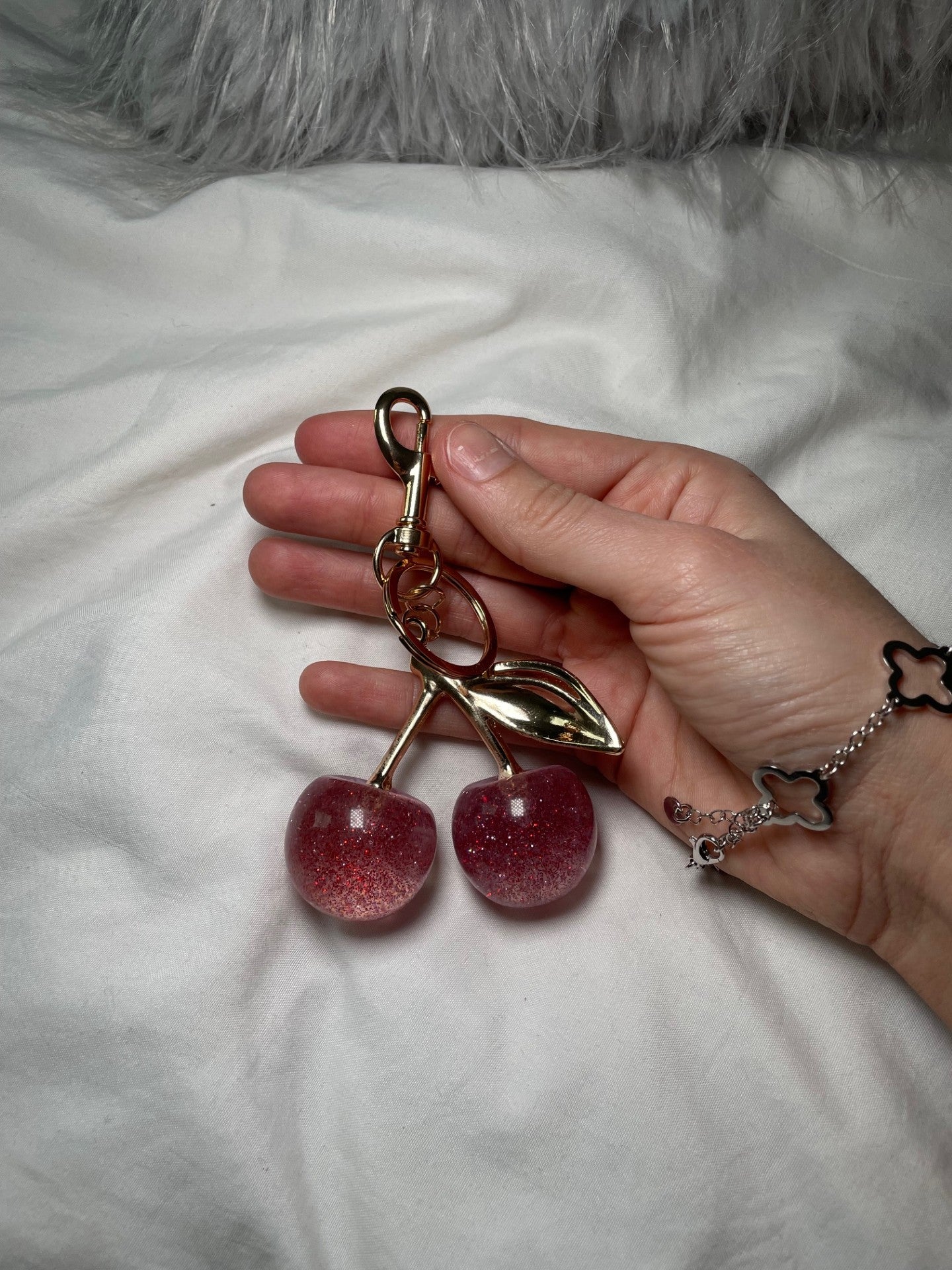 Pink Cherry Bag Charm