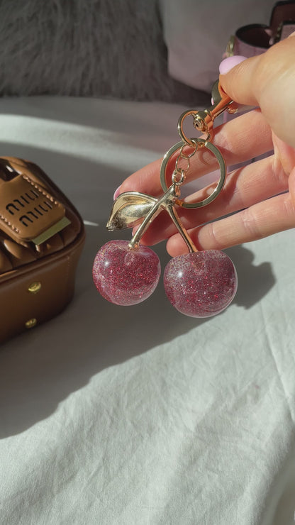 Pink Cherry Bag Charm