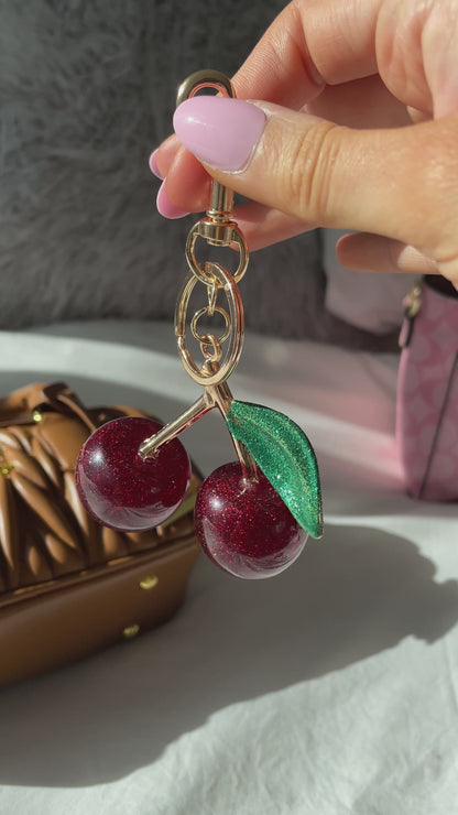 Red/Green Cherry Bag Charm